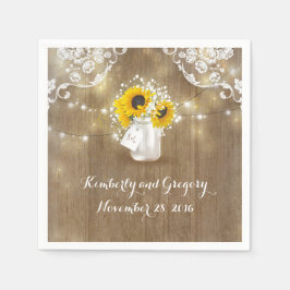 Rustic Mason Burk och Sunblommor med babyns andedr Pappersservett