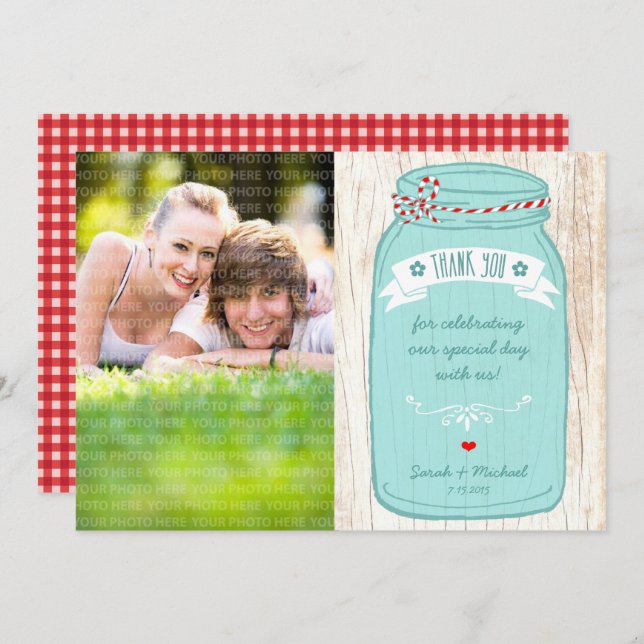 Rustic Mason Burk på Bark Illustrated Bröllop Inbjudningar (Fram/baksida)