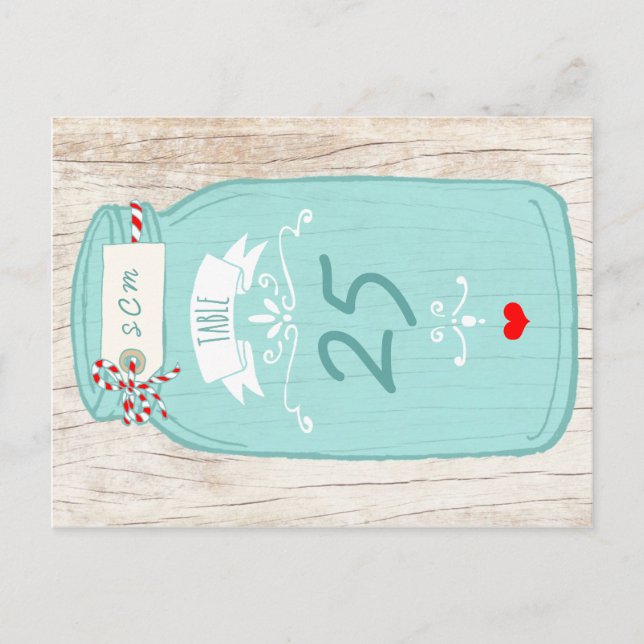 Rustic Mason Burk på Bark Illustrated Bröllop Vykort (Framsida)