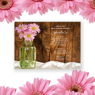 Rustic Mason Burk Rosa Daisy Barn Möhippa Inbjudningar