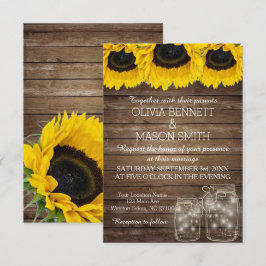 Rustic Mason Burk Solrosblomma Bröllop kort