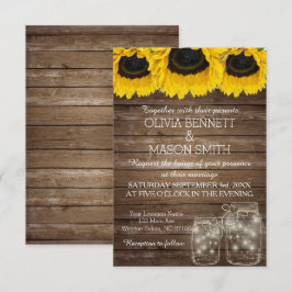 Rustic Mason Burk Solrossolroskort Bröllop Inbjudningar