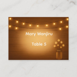 Rustic Mason Burk & String Ljus Bröllop Placeringskort