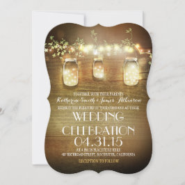 Rustic Mason Burk String Ljus Elegant bröllop Inbjudningar