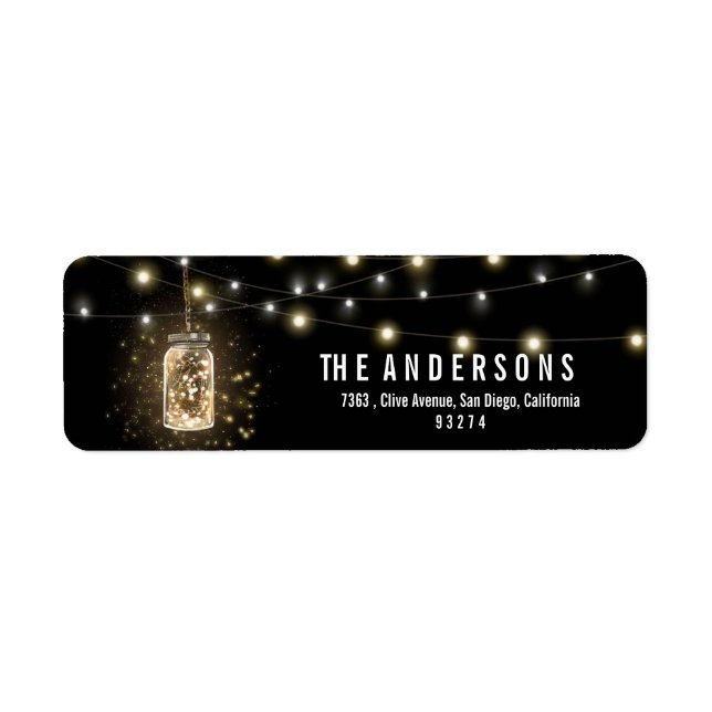 Rustic Mason Burk String Ljus Returadress Etikett (Framsidan)
