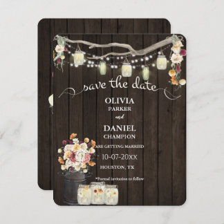 Rustic Mason Burk String Ljus Watercolor Flowers