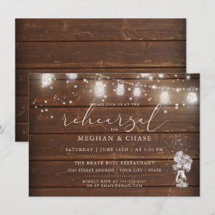 Rustic Mason Burk String LjusBarefootBride™ Inbjudningar