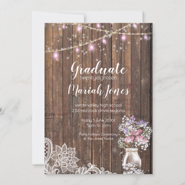 Rustic Mason Burk String LjusBarefootBride™ Meddelande (Framsida)