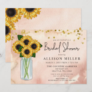 Rustic Mason Burk Sunblommor Möhippa Inbjudningar