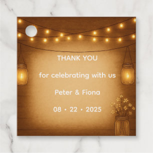 Rustic Mason Burk Wedding Favor Märkre Gåvor Etiketter