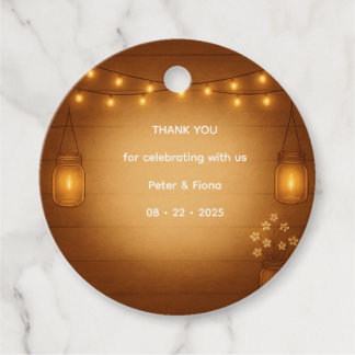 Rustic Mason Burk Wedding Favor Märkre Gåvor Etiketter