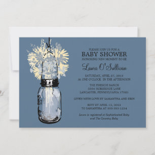 Rustic Mason Burk WildblommBaby Shower Inbjudningar