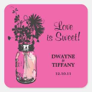 Rustic Mason Burk & Wildblommor Fyrkantigt Klistermärke