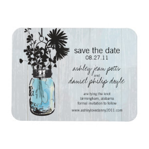 Rustic Mason Burk & Wildblommor Spara datumet Magnet