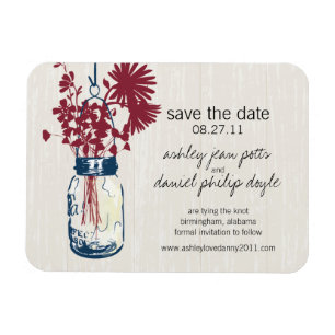 Rustic Mason Burk & Wildblommor Spara datumet Magnet