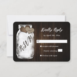 Rustic Mason Burk Wood Bröllop OSA Card Kort