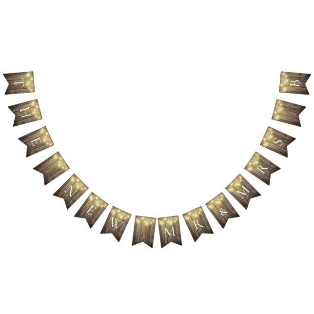 Rustic Mason Burk & Woodgrain Bröllop Garden Party Vimplar (Alla)