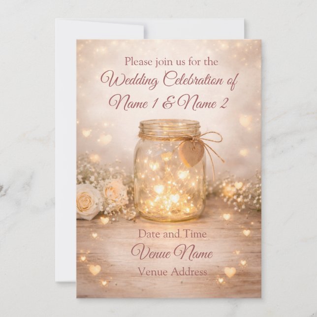 Rustic Mason Jar Save the Date - also digital DL Spara Datumet (Framsida)