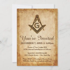 Rustic Masonic-inbjudningar | Freemason Parchment Inbjudningar