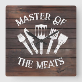 Rustic "Mäster över Kött" - Lönt BQ Gift Fyrkantig Klocka