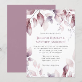Rustic Mauve Rosa Botanical Wedding bjudande Inbjudningar