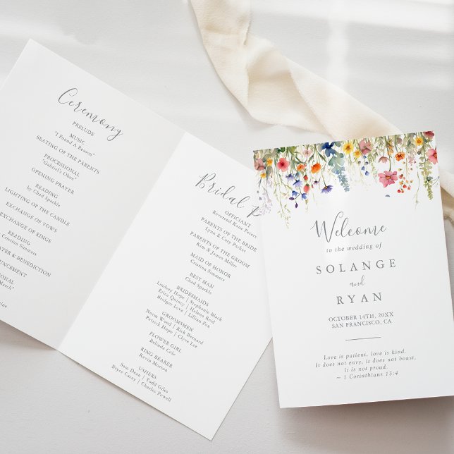 Rustic Meadow Botanical Folded Wedding Program (Skapare uppladdad)