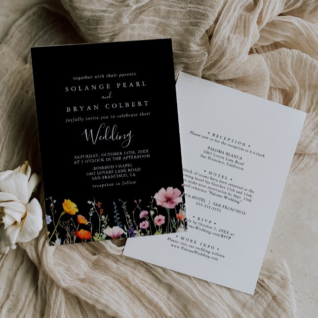 Rustic Meadow Botanical Front & Back Wedding Inbjudningar (Skapare uppladdad)