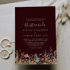 Rustic Meadow Botanical Nuestra Boda Wedding Inbjudningar
