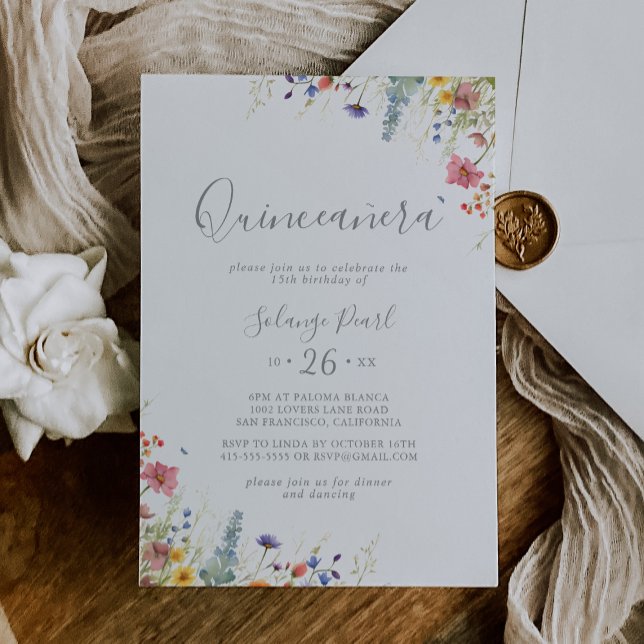 Rustic Meadow Botanical Quinceañera Inbjudningar (Skapare uppladdad)