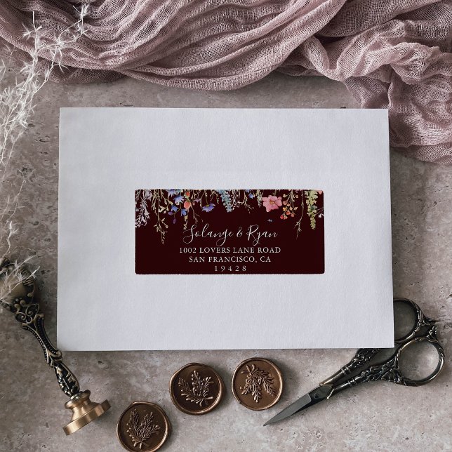 Rustic Meadow Botanical Wedding RSVP Address Label Adressetikett (Skapare uppladdad)