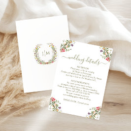 Rustic Meadow Floral Country Wedding Details Cards Tilläggskort
