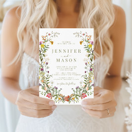 Rustic Meadow Flower Country Wedding Invitation Inbjudningar