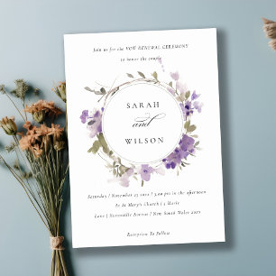 Rustic Meadow Lilac Blommigt andedräkt Vow Renewal Inbjudningar