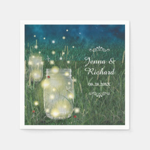 Rustic Meadow Summer Night Mason Burk och Fireflie Pappersservett