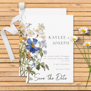 Rustic Meadow Wildblommor Lila Watercolor Spara Datumet