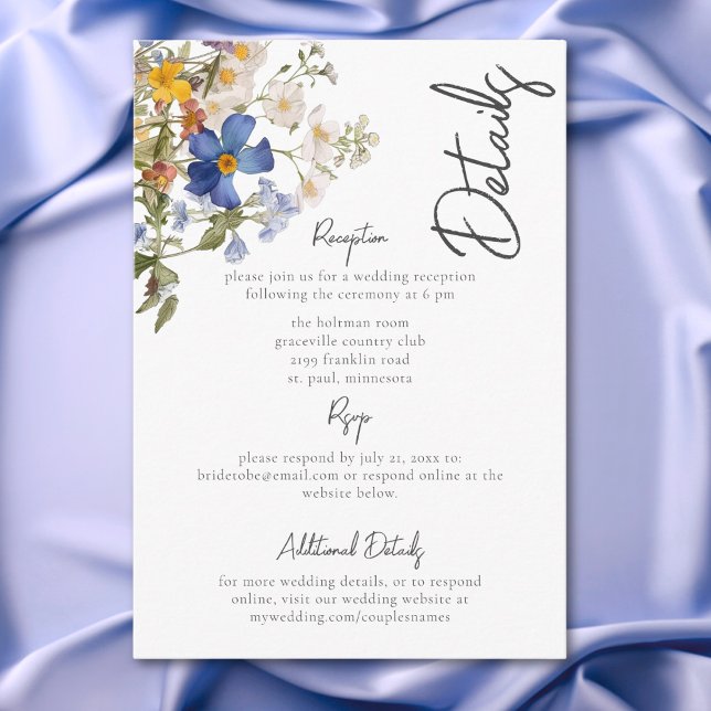 Rustic Meadow Wildblommor Lila Watercolor Tilläggskort (Rustic Meadow Wildflowers Purple Watercolor Enclosure Card)