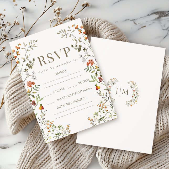 Rustic Meadow Wildbloms Fall Wedding OSA kort (Skapare uppladdad)