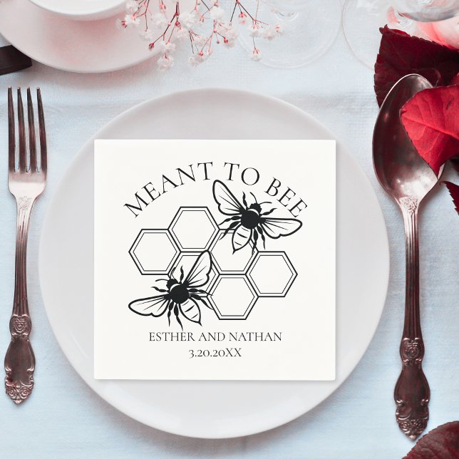 Rustic Meant till Bee Bröllop Pappersservett (Rustic Meant to Bee Wedding Napkins
)