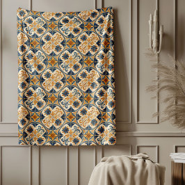 Rustic Mediterranean Blanket Warm Earthy Tones Fleecefilt