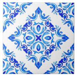 Rustic Mediterranean Blue and White Kakelplatta
