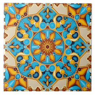 Rustic Mediterranean Spain Azulejo Decorative Kakelplatta