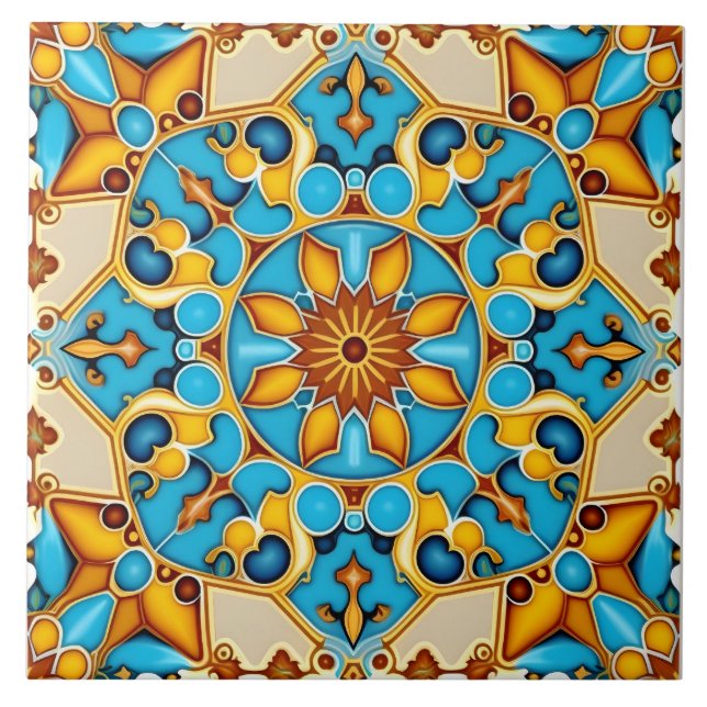 Rustic Mediterranean Spain Azulejo Decorative Kakelplatta (Framsidan)