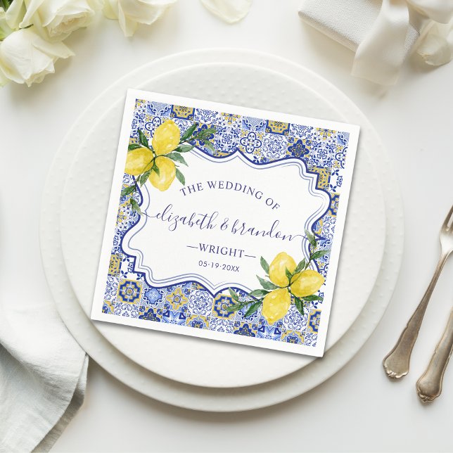 Rustic Mediterranean Tile Wedding with Lemons Pappersservett (Skapare uppladdad)