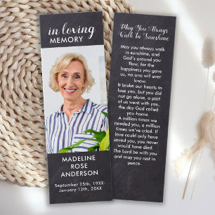 Rustic Memorial Memory Funeral Dikt Bookmark Litet Visitkort