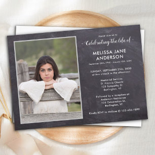 Rustic Memorial Photo Firande of Life Funeral Inbjudningar