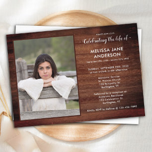 Rustic Memorial Service Celebration Of Life Photo Inbjudningar