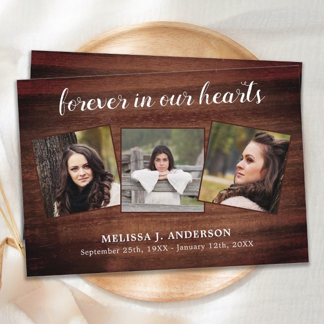 Rustic Memorial Sympathy Funeral Photo Collage Tack Kort (Skapare uppladdad)