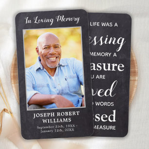 Rustic Memory Dikt Photo Memorial Prayer Card Visitkort