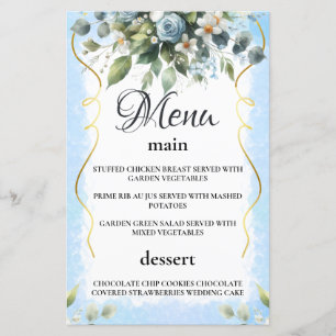 Rustic-menykort för Elegant i blå Blommigt och Gul