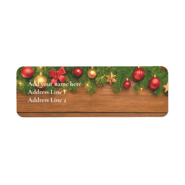 Rustic Merry Christmas Label – Customizable Returadress Etikett (Framsidan)